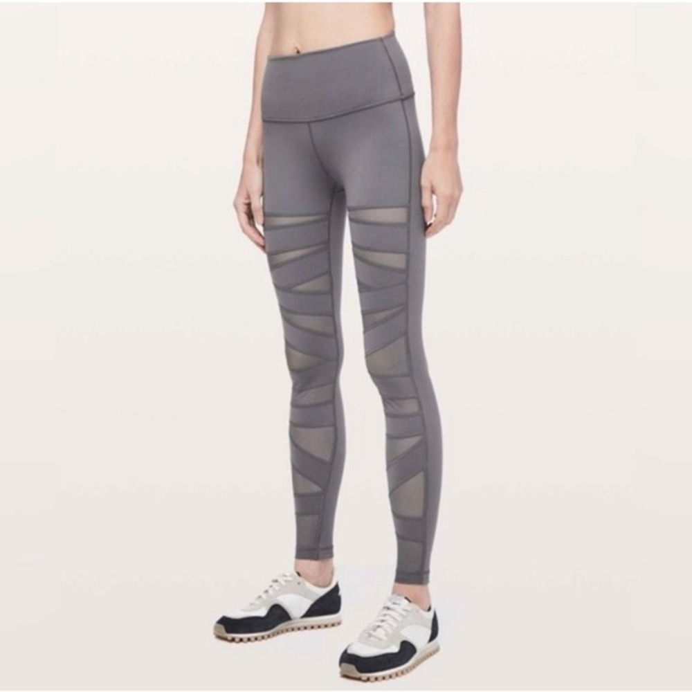 Lululemon Wunder Under Pant High-Rise Tech Mesh 28" Size 4 Titanium